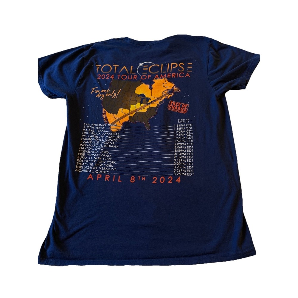 Total Solar Eclipse 2024 Tour Of America 04.08.24 Unisex T-Shirt Navy Size Med